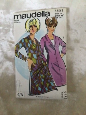 Vintage1960s Maudella Dress Pattern 5565 Bust 34” Hip 36”12 New Uncut  - Image 1 of 2