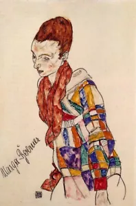 Oil painting Portrait-of-Marga-Boerner-Egon-Schiele-oil-painting-abstract lady - Picture 1 of 1