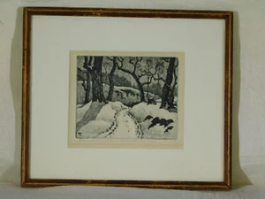Benson Bond Moore gelisteter Künstler signiert Drypoint Radierung gerahmt - Bild 1 von 16