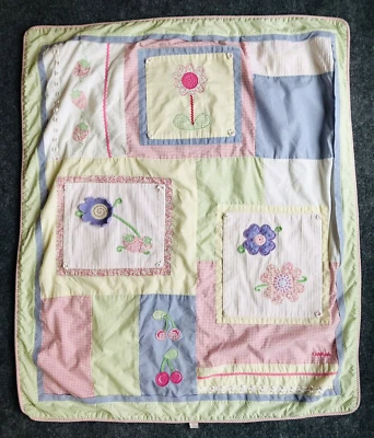OshKosh Baby Blanket Gingham Flowers Cherries Strawberries Floral Pastel - Image 1 of 4