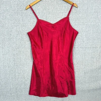 APT. 9 Red Satin Lingerie Slip Dress Lace Trim Sexy Sz L Club Goth Fairy Ballet - Image 1 of 4