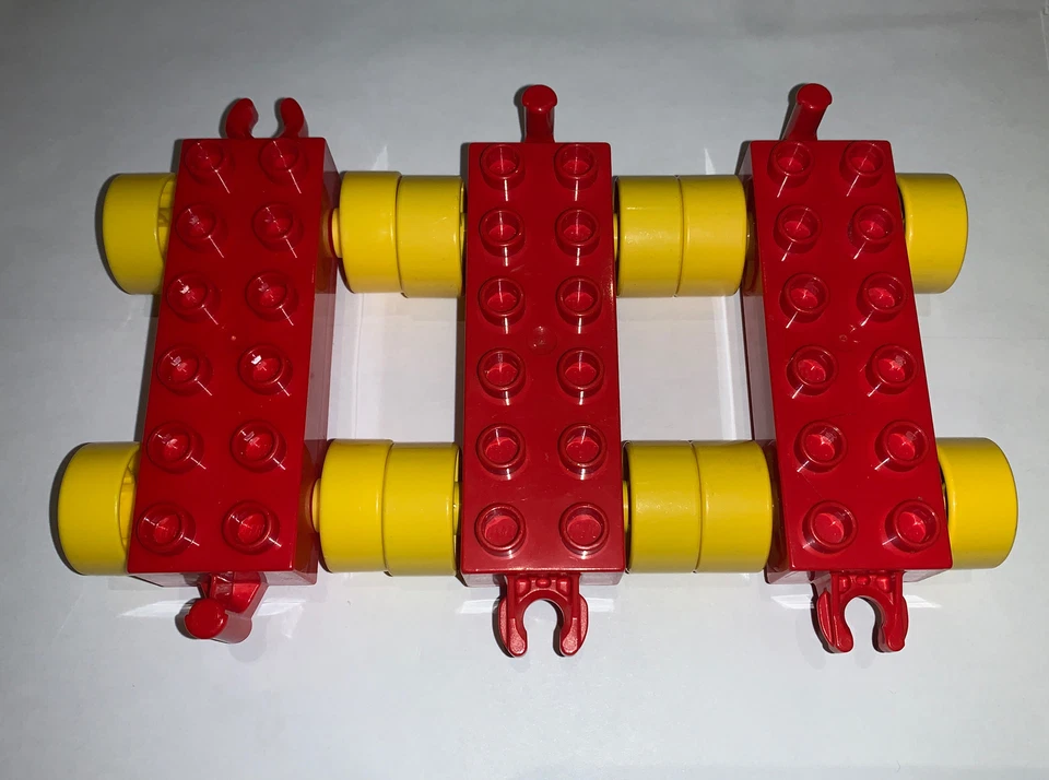 Set Of Three Red 2x6 Lego Duplo Train Cars - Image 1 of 1