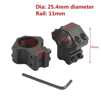 Scope Rings 25.4mm 1" Ring 11mm Rail Dovetail Mount fit Rifle Scope Laser Lights - Image 1 of 4