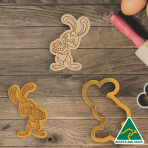 Bunny Carrying Eggs Cookie Cutter And Embosser Stamp - Picture 1 of 4