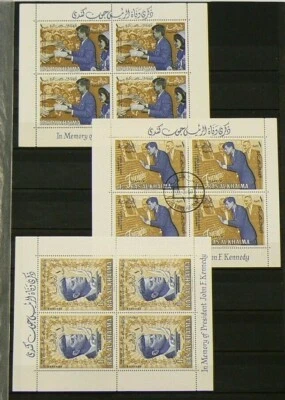1967 Ras Al Khaima Kennedy Sheets Lot of 8 Mint Hinged Stamps #6870 - Image 1 of 3