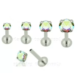 Set di poli 16G Aurora Boreale Zirconia filettati internamente Labret piercing orecchio Tragus - Foto 1 di 2