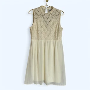 VERO MODA Cream Lace & Chiffon Dress Size L Flowly Style - Picture 1 of 10