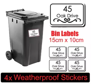 x4 Wheelie Bin Stickers Numbers Personalised Custom House Street Bin Number A6 E - Picture 1 of 1