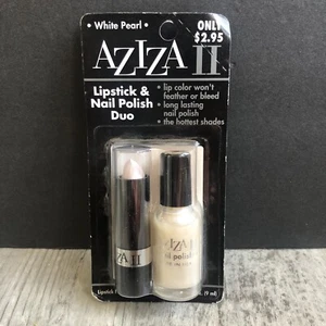Vintage Aziza II Lipstick & Nail Polish Duo White Pearl Prop NOS New Old Stock - Picture 1 of 5
