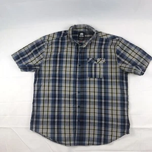 Ecko Unltd Button Down Collared Short Sleeve Shirt Mens Size 2xl Blue Plaid - Picture 1 of 9