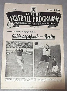Programa de fútbol 1952 sur de Alemania Berlín Bayern Múnich 1.FC Nuremberg DFB - Imagen 1 de 3