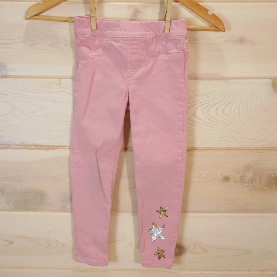 Pantalones de mezclilla Carter's para niñas talla 6/6X rosa cintura elástica lentejuelas estrellas brillantes Foto 1 de 4