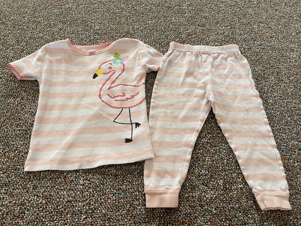 Koala Kids Pink Striped Flamingo PJs 2T - Image 1 of 4
