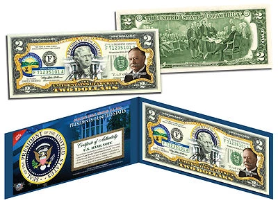 WILLIAM HOWARD TAFT * President 1909-1913 * Colorized $2 Bill US Legal Tender - Image 1 of 3