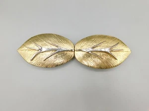 Vintage 1983 Two Piece Interlocking Leaf Two Tone Belt Buckle by Mimi Di N - Picture 1 of 5
