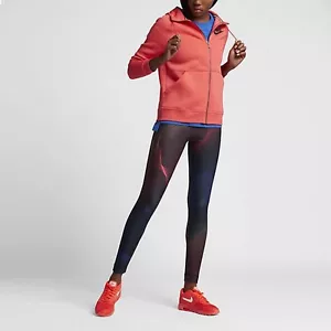 Women's Nike Printed Running Gym Tights Black Ember Glow Size Small 842447-010 - Picture 1 of 7