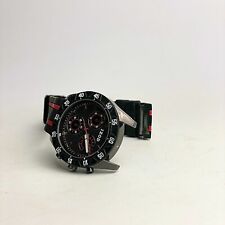 Izod IZO9106 Men's Black/Red Silicone Band Analog Black Dial Quartz Wrist Watch