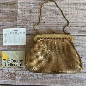 Oroton Gold Glo Mesh Purse w Strap ~ Original Purchase papers from 1968 ~Vintage - Picture 1 of 12
