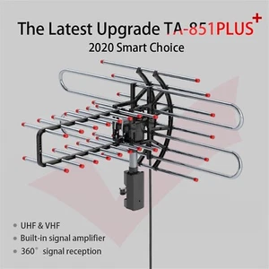 TA-851 Plus 360°Rotation UV Dual Frequency HD TV VHF/UHF cable Outdoor Antenna - Picture 1 of 15