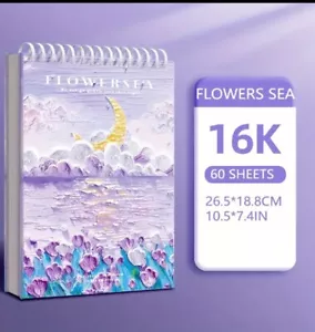 FLOWERSEA 16K 60 Page Mixed Media Sketchbook 10.5 x 7.4” - Picture 1 of 4