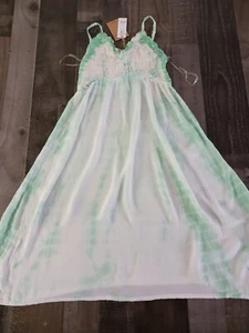 NWT!  Beach By Exist Strappy Bohemian GREEN Sun Dress Knee Length MEDIUM Size - Picture 1 of 10
