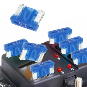 10pcs/set Blue 15A fuses Micro Short Low profile Mini blade 15A amp APS/ATT fuse - Picture 1 of 10