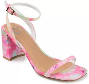 Journee Collection Women's Chasity Pink Pump - Sandal SZ 7.5 Block Heel - Picture 1 of 8