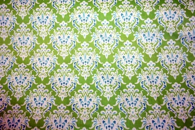 BOHO DAMASK IN  GREEN, BLUE AND WHITE BY PATRICK LOSE - 100% COTTON FABRIC - Image 1 of 4