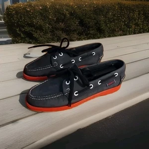 Vintage Women's Sebago Docksiders Boat Shoes - Navy & Red - Ladies 6.5 M - Picture 1 of 11