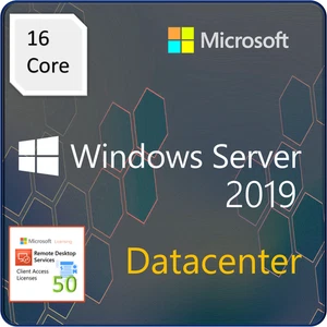 Windows Server 2019 Datacenter - 16 Core License with 50 RDS User CALs - Picture 1 of 1