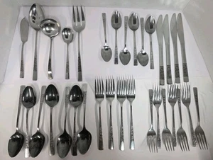 Vintage Stanley Roberts Floral Duet Japan Edelstahl Flat Wear Besteck 33 Teile - Bild 1 von 12