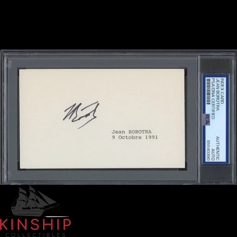 Jean Borotra signed 3x5 Index Card PSA DNA Slab Rare Tennis Auto C5271 - Image 1 of 1