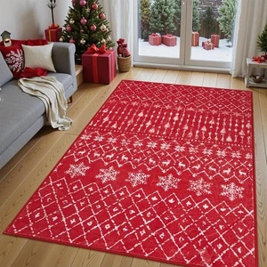 Lahome Moroccan CHRISTMAS Area Rug 3x5 Washable, Non-Slip, Indoor Bedroom Rug - Picture 1 of 3