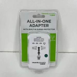 Conair Travel Smart All-in-one Adapter With Built-in Surge Protector White New - Picture 1 of 6