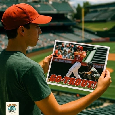Mike Trout Go Trout Picture Sponsored by Premier Orthopedic The Daily Journal - Image 1 of 3