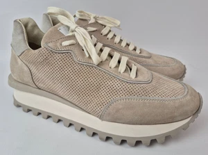 Eleventy Men's Beige Perforated Low Top Suede Sneakers Size 42 - Picture 1 of 7