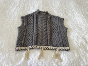 Elie Tahari | Women’s Small | Gray Cropped CABLE-KNIT VEST | Mohair Blend NWT - Picture 1 of 7