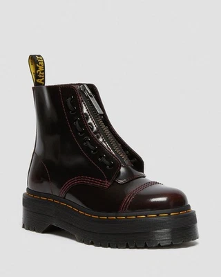 Botas De Plataforma De Cuero Sinclair Arcadia Para Mujer Dr. Martens Rojo Cereza - Imagen 1 de 4