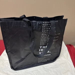 Lululemon Reusable Big Shopping Tote Bag Black White 14”x15”X 6” Snap Closure - Picture 1 of 6