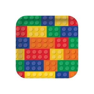 Creative Converting PC102053 Toy Blocks Theme Square Paper Dinner Plates-8 Pcs, - Picture 1 of 4