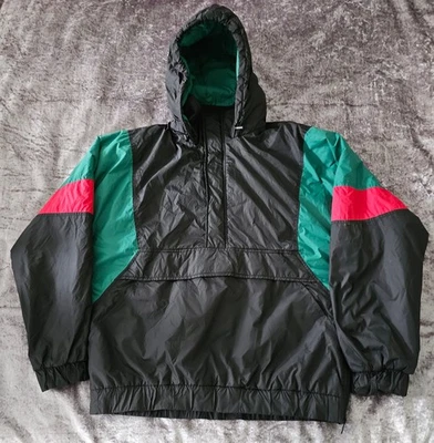 Urban Classics Jacket Mens Size XXL 1/2 Zip Black/Red/Green Vintage Retro (C2) - Image 1 of 4