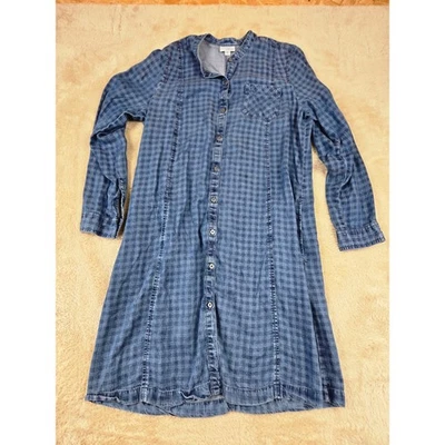 J Jill Denim Gingham Shirt Dress Long Sleeve Button Front Size M - Image 1 of 4