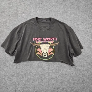 Camisa Brandy Melville Para Mujer Recortada Fort Worth Gráfico Camiseta Calavera Western Bull - Imagen 1 de 7