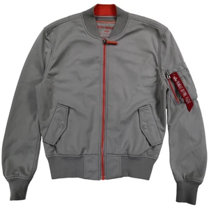 Alpha Industryies Mens MA-1 Bomber Jacket Size M Grey 100% Polyester Collared - Picture 1 of 9
