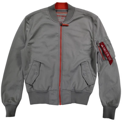Alpha Industryies Mens MA-1 Bomber Jacket Size M Grey 100% Polyester Collared - Image 1 of 4