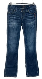 Silver Frances 18 Bootcut Jeans Womens 29X33 Blue Distressed Dark Actual 30X32 - Picture 1 of 12
