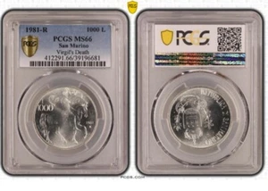 1981 San Marino 1000 Lire Silver Coin PCGS MS-66 Mintage: 75K - Picture 1 of 1