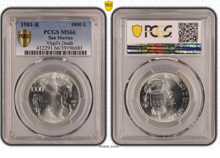 1981 San Marino 1000 Lire Silver Coin PCGS MS-66 Mintage: 75K - Image 1 of 1
