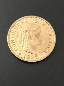 1988 B  Swiss 20 Rappen Coin  -Roman Goddess of Liberty - Picture 1 of 2