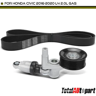 Kit de componentes de transmisión por correa Serpentine de 2 piezas para Honda Civic 2016 2017-2020 L4 2,0 L Foto 1 de 4
